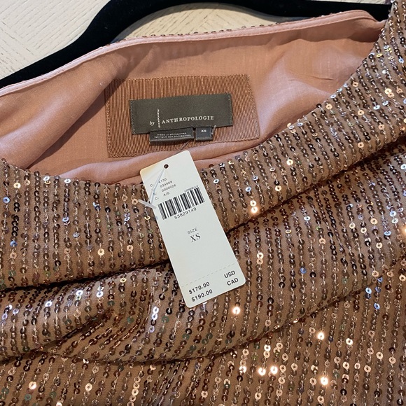 NWT ANTHROPOLOGIE Rose Gold Sequin Date Night Dress - Picture 2 of 15